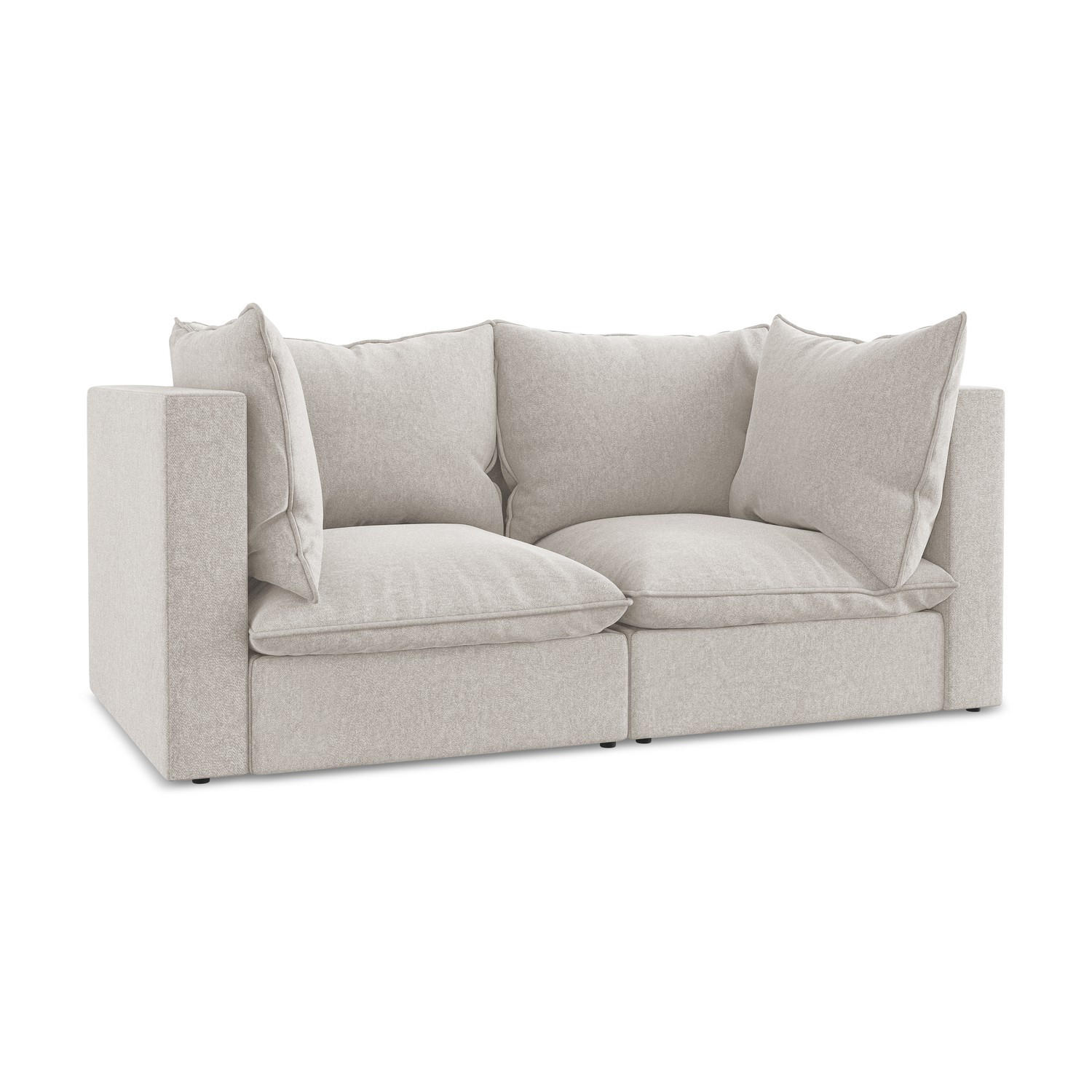 2-SITZER SOFA Samt Stoff Beige - Hellbraun/Schwarz, Holzwerkstoff/Kunststoff (180/77/90cm) - LaMiaSofa
