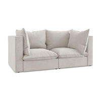 2-SITZER SOFA Samt Stoff Beige - Hellbraun/Schwarz, Holzwerkstoff/Kunststoff (180/77/90cm) - LaMiaSofa