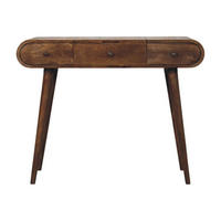 KOSMETIKTISCH Konturierte Rundung - Dunkelbraun/Messingfarben, Holz/Metall (100/80/40cm) - Artisan Furniture