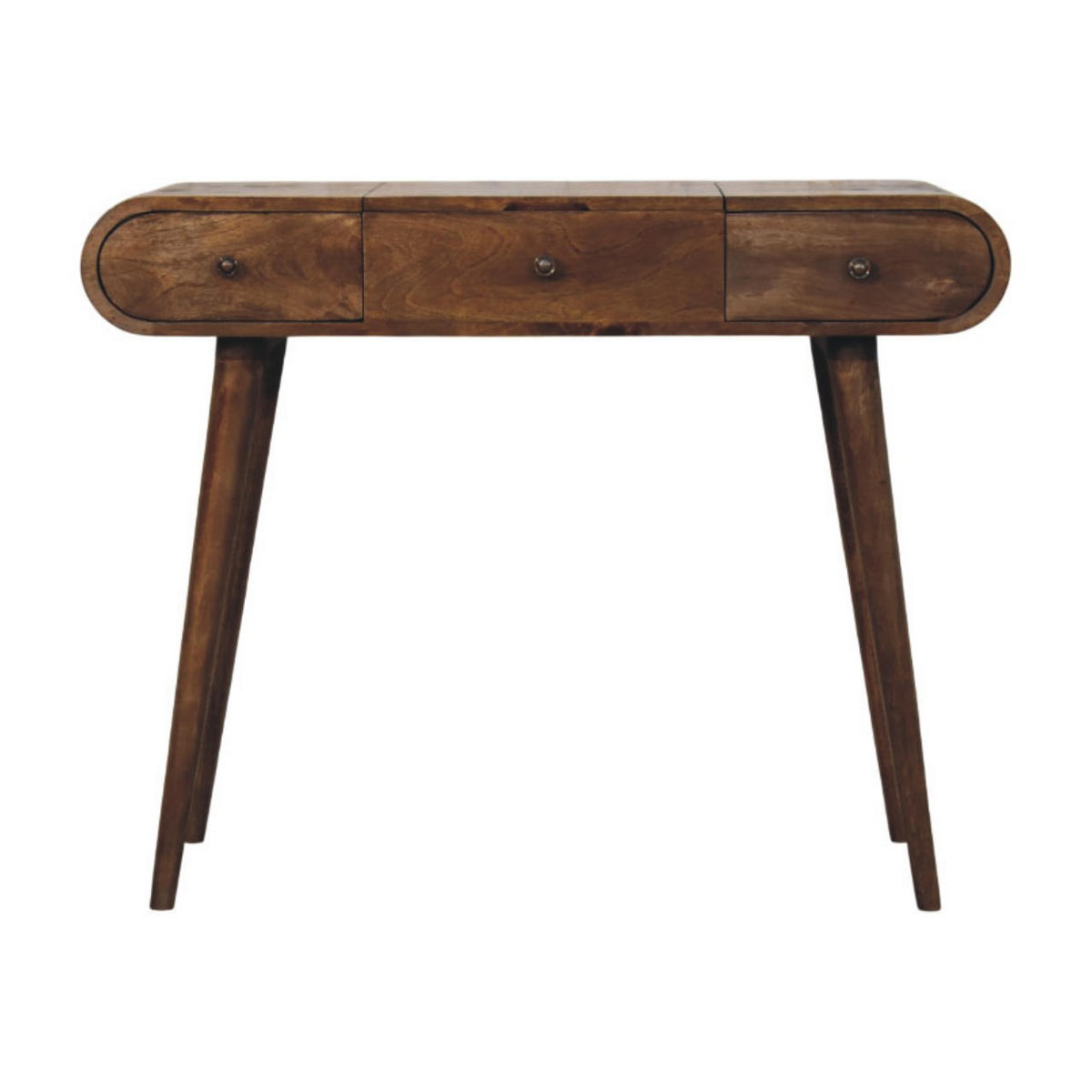 KOSMETIKTISCH Konturierte Rundung - Dunkelbraun/Messingfarben, Holz/Metall (100/80/40cm) - Artisan Furniture