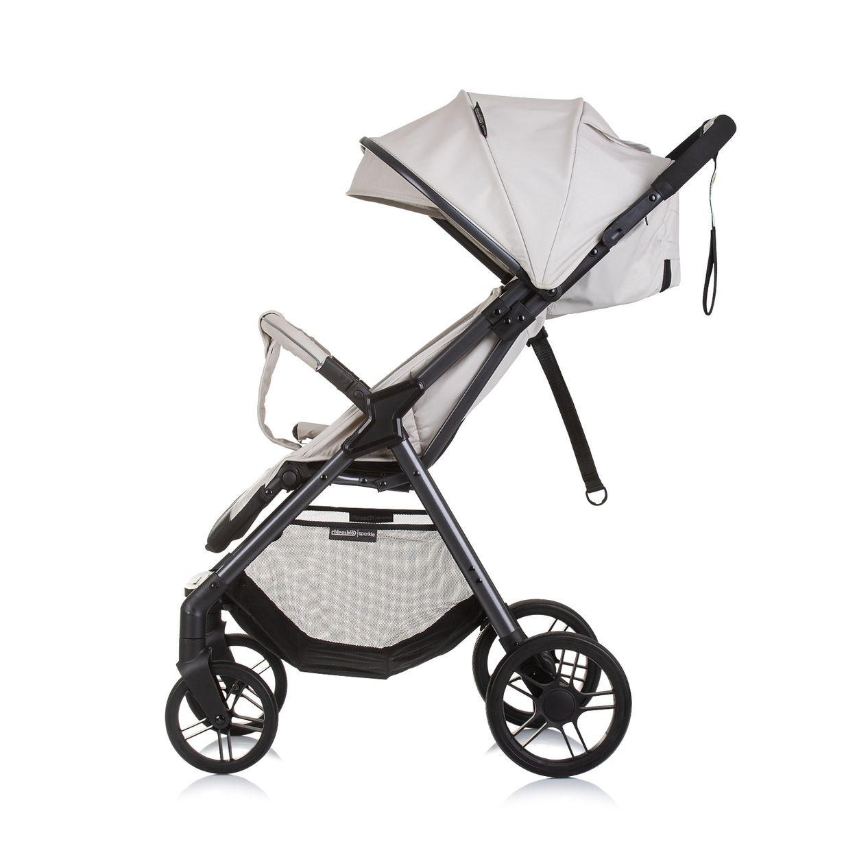 BUGGY Sparkle beige-weiß faltbar, Gurt am Griff, verstellbar - Creme, Metall (84/55/97cm) - Chipolino