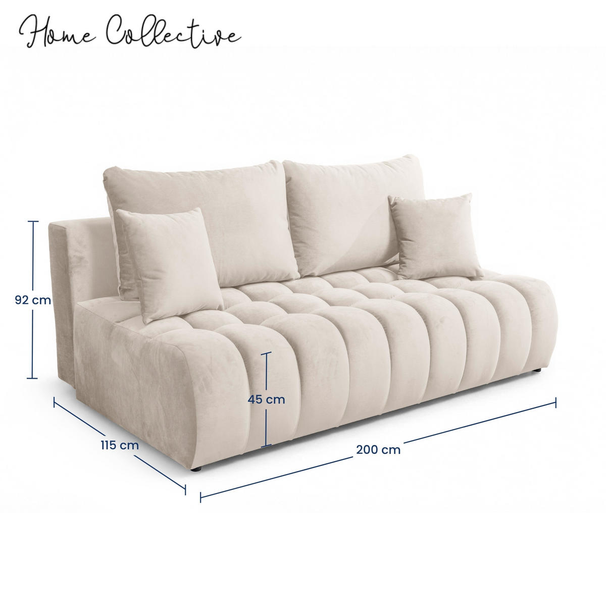 SOFA 200 cm in Beige - Beige, Textil (200/92/115cm) - Home Collective