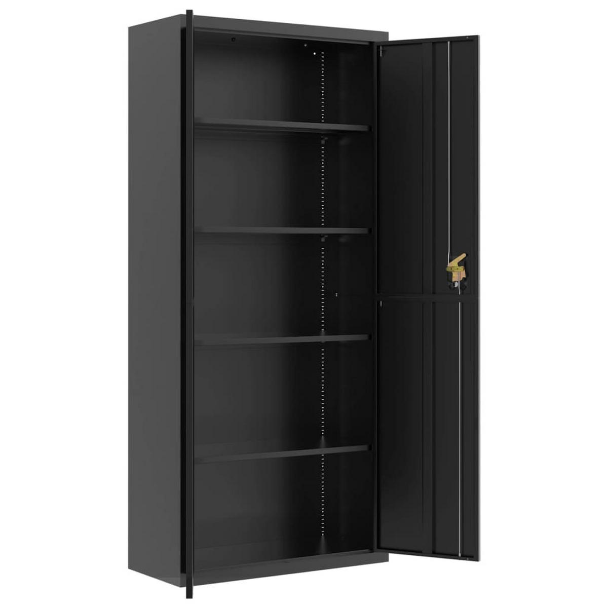 AKTENSCHRANK SCHWARZ 90X40X200 CM STAHL - Schwarz, Metall (40/200/90cm) - vidaXL