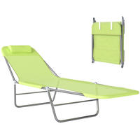 SONNENLIEGE klappbar verstellbar Gartenliege mit Kopfkissen Campingliege 120kg Grün - Grün, Metall (182/28/56cm)