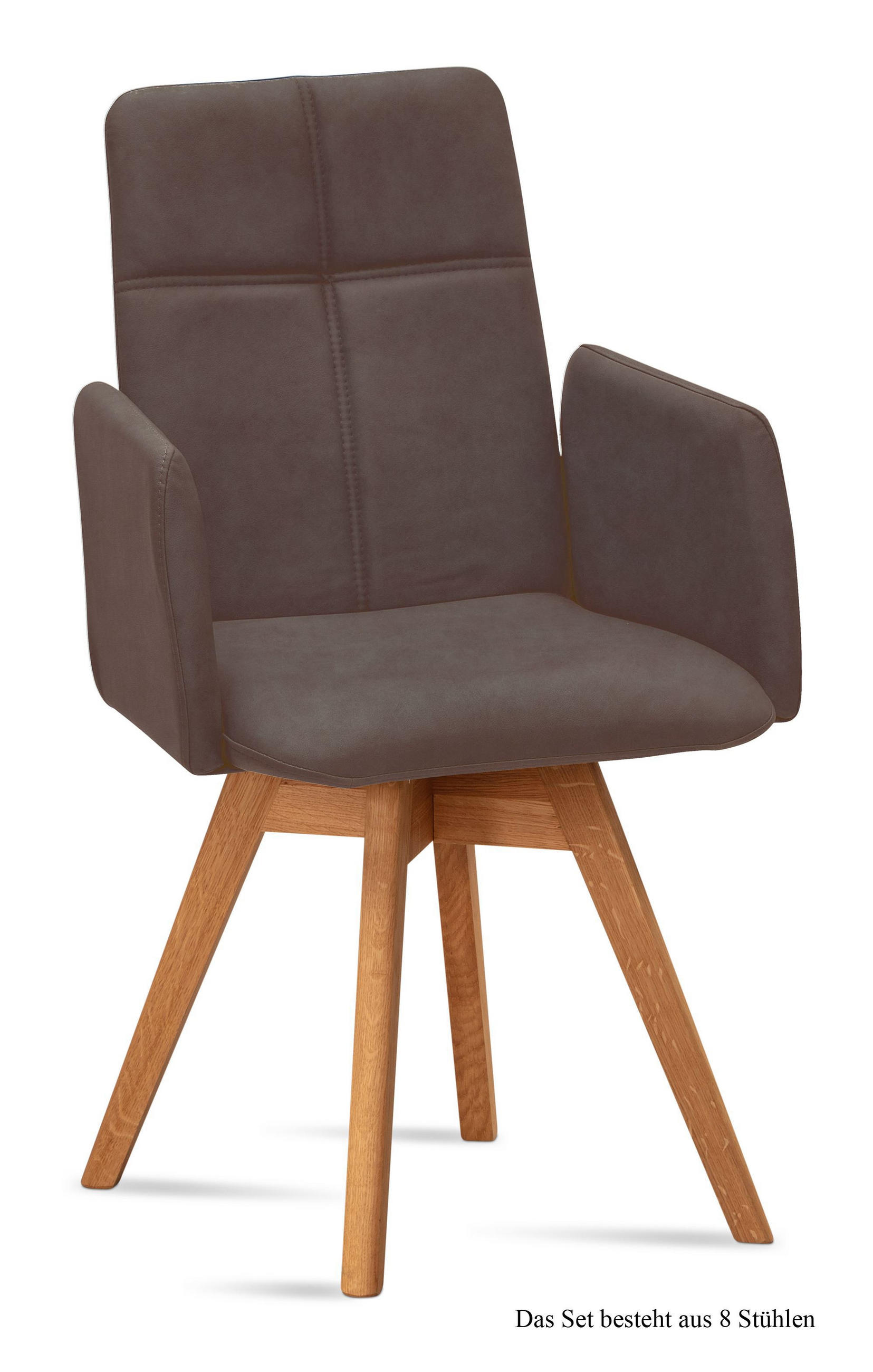 ARMLEHNSTUHL drehbar (8er-Set) Dorey 52x92x60 Eiche geölt/Braun - Eichefarben/Braun, Kunststoff (60/92/52cm) - 58aufmkessel