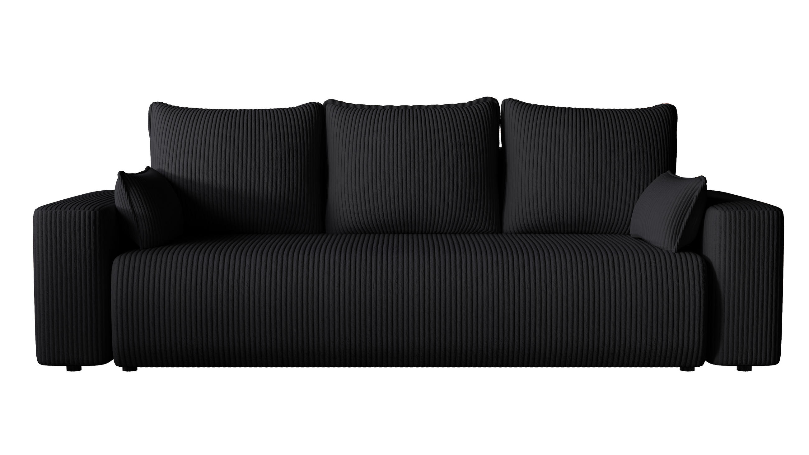 SOFA Bubi mit Bettkasten und Schlaffunktion, Cordstoff - Schwarz, Holzwerkstoff (242/85/95cm)