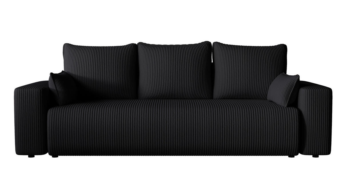 SOFA Bubi mit Bettkasten und Schlaffunktion, Cordstoff - Schwarz, Holzwerkstoff (242/85/95cm)