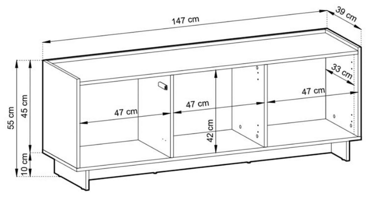 TV-SCHRANK Eiche Rtv - Eichefarben, Holzwerkstoff (147/55/39cm) - Sepro Meble