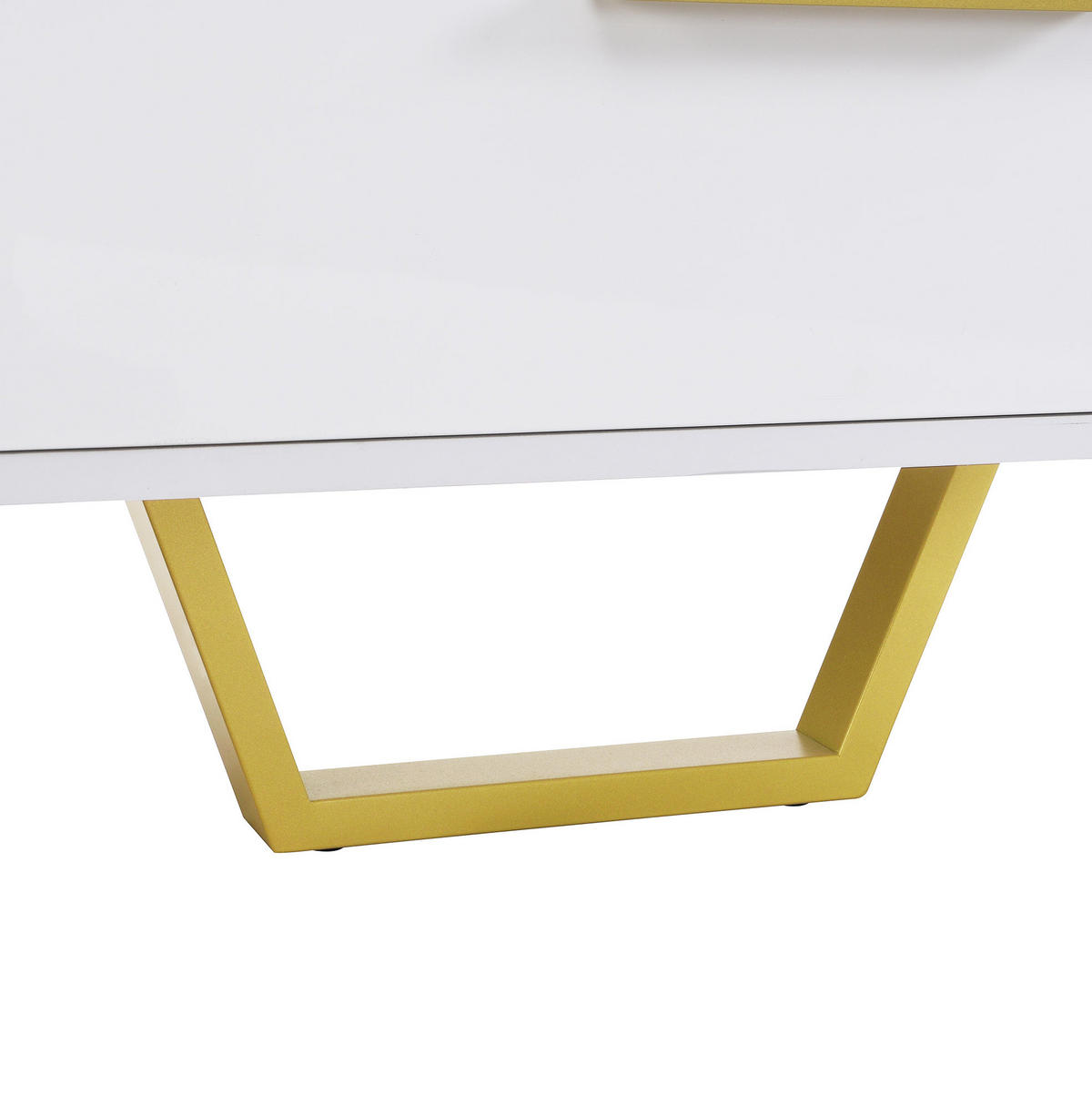 LOWBOARD 170/40/53.5 cm Weiß/Gold aus MDF in Hochglanzoptik mit 4 Türen und 2 Schubladen - Weiß, Holzwerkstoff (40/53.5/170cm) - OKMYHOME