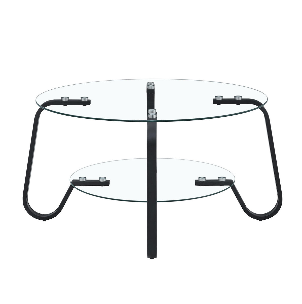 KONFERENČNÍ stolek z kovu, černý, kulatý se dvěma úrovněmi,80/80/45 cm - černá, kov (80/80/45cm) - BEAOK