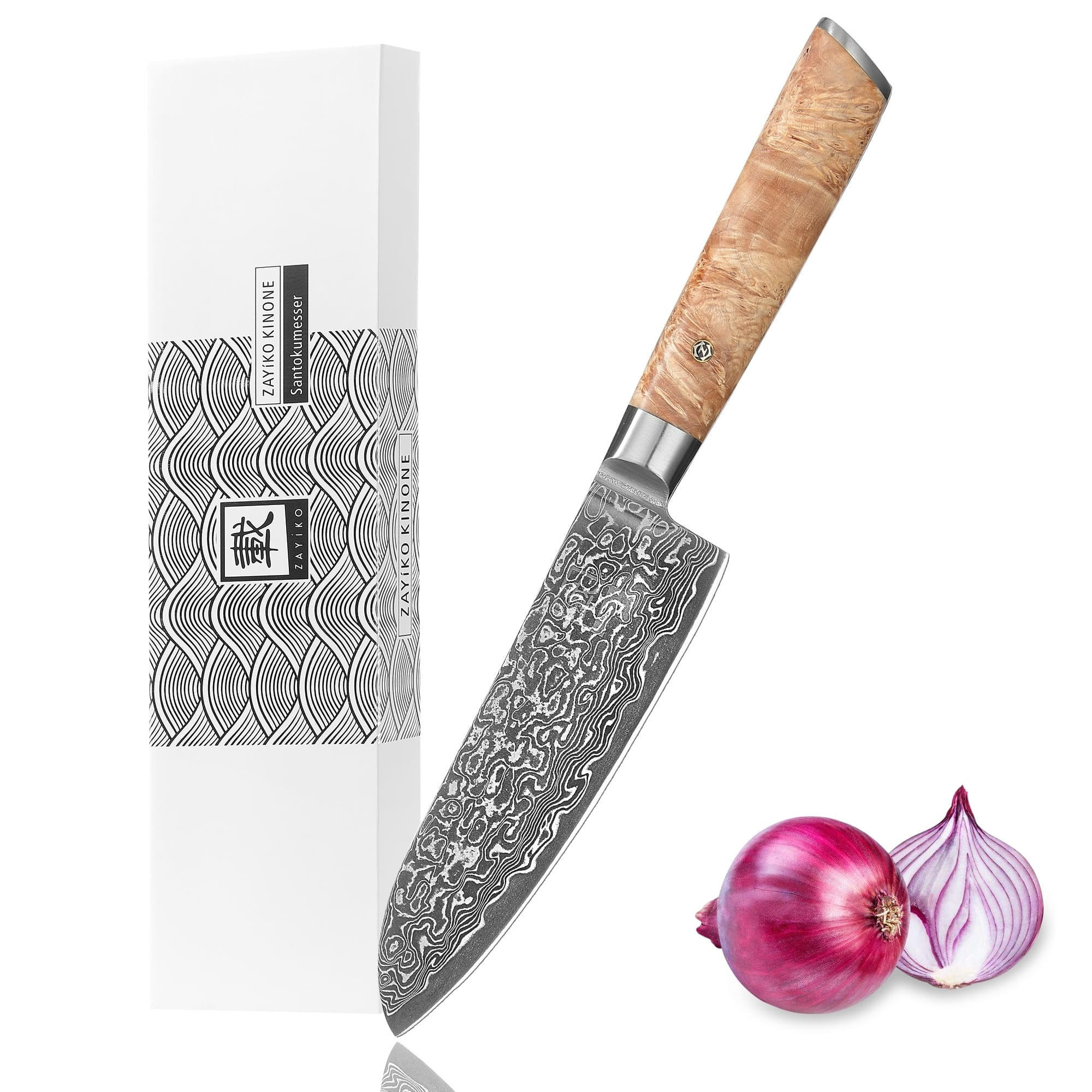 SANTOKUMESSER 17 cm - Birkefarben, Holz/Metall (31cm) - Zayiko