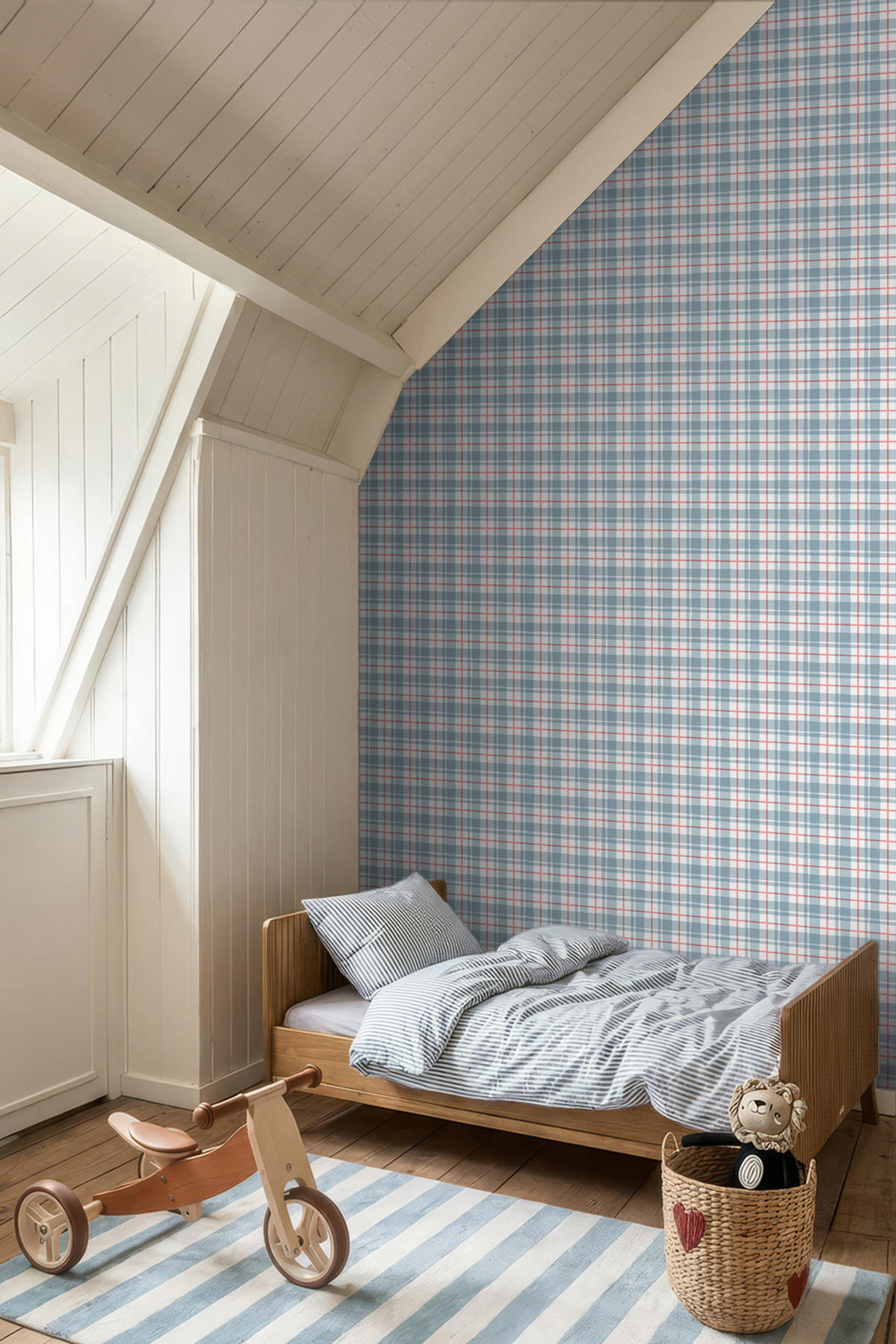 TAPETE Karomuster 50 x 900 cm - Blau, Papier (50/900cm) - ESTAhome