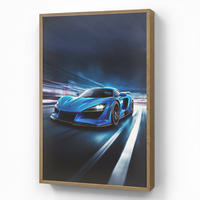 DOBÍJECÍ NOČNÍ LAMPIČKA Auto - Modrá - Chlapci - Dítě 70x100 cm - modrá, kompozitní dřevo (8/70/100cm) - OnlyWow