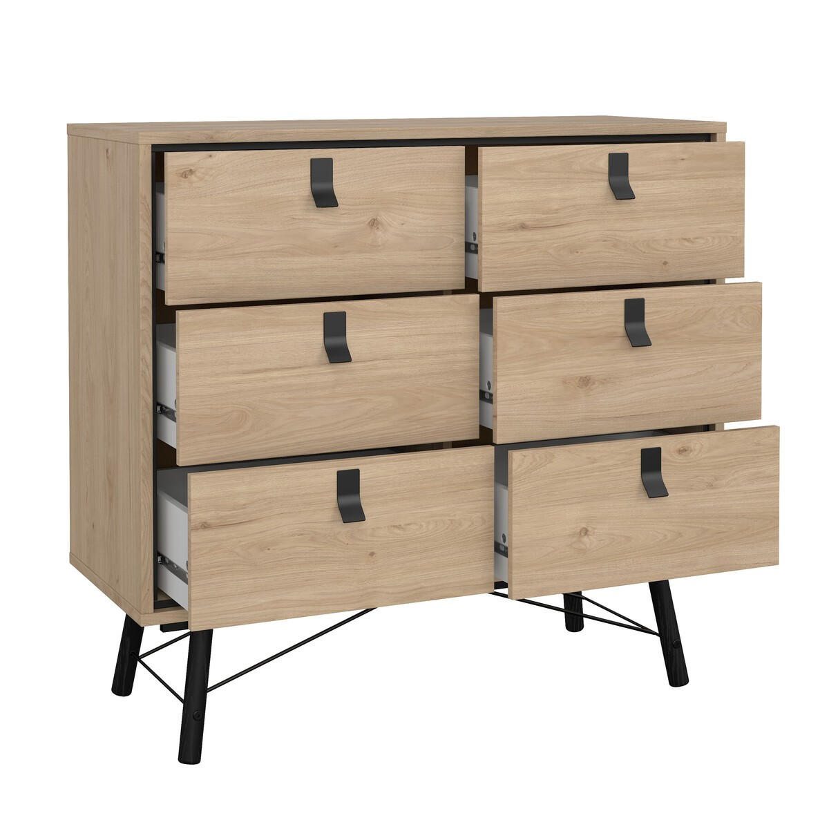 DOPPELTE Kommode mit 6 Schubladen mit Metallgestell joyce 101,8/40,1/94,8 cm - Zwetschgeholzfarben, Holzwerkstoff (40.1/94.8/101.8cm) - Calicosy
