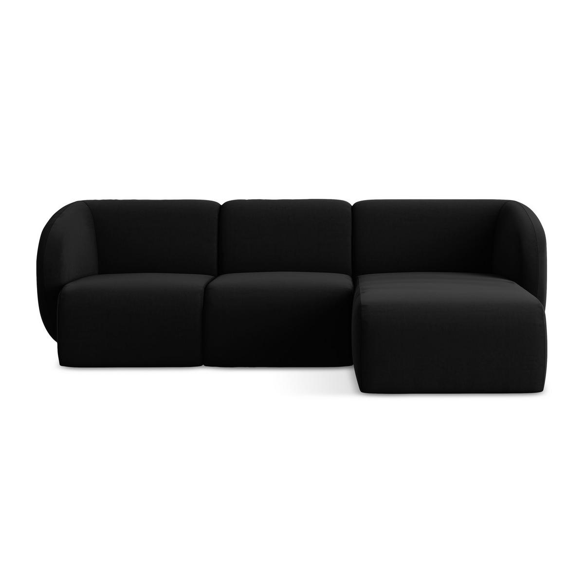 ECKSOFA Rechts Samt Stoff Schwarz - Schwarz, Holzwerkstoff/Kunststoff (248/166cm) - LaMiaSofa