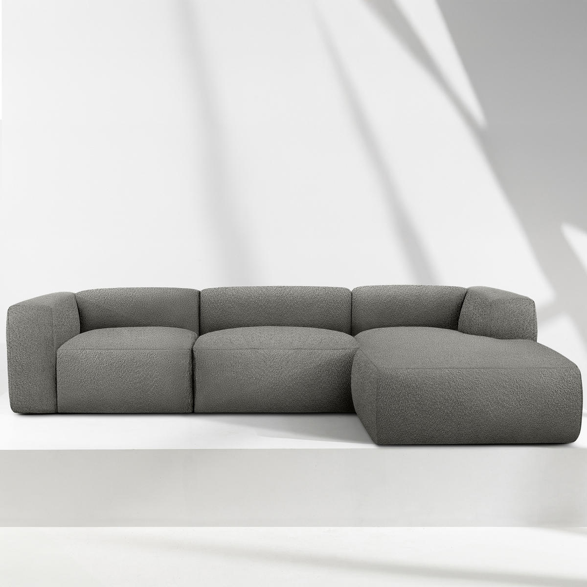 ECKSOFA RECHTS BUFFO, Stahlgrau - Grau, Holz/Holzwerkstoff (285/176cm) - KONSIMO®