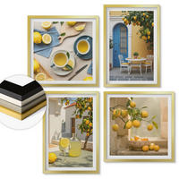 WANDBILDER 4er Set - 50x50 cm & 40x60 cm Goldrahmen - Zitronenlimonade blaue Tür - Goldfarben, Kunststoff (50/50cm) - ArtPrintCave
