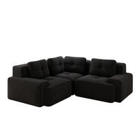 ECKSOFA Cord Schwarz rutschfest und mit Kissen - Schwarz, Textil (177/177cm) - WISHDOR