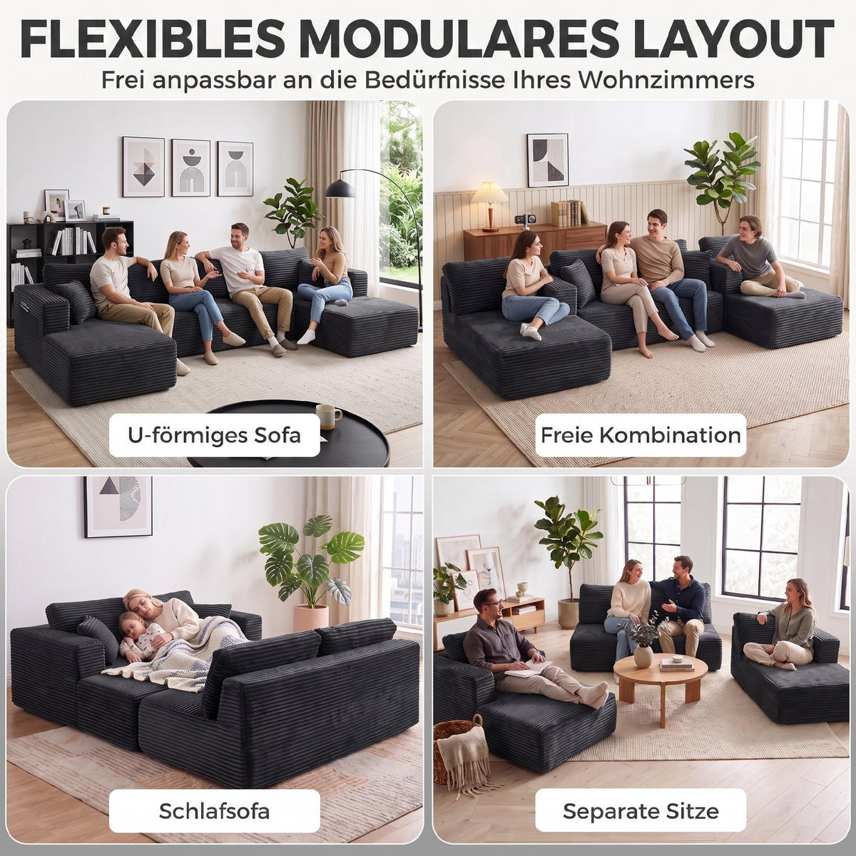 ECKSOFA Dunkelgrau 369.0/152.0/78.0 cm - Dunkelgrau, Textil (152/369cm)