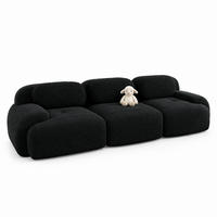 ECKSOFA aus Cordstoff Schwarz 298x103x70 cm, modular kombinierbar und ohne Montage - Schwarz, Textil (103/298cm) - IVMEU