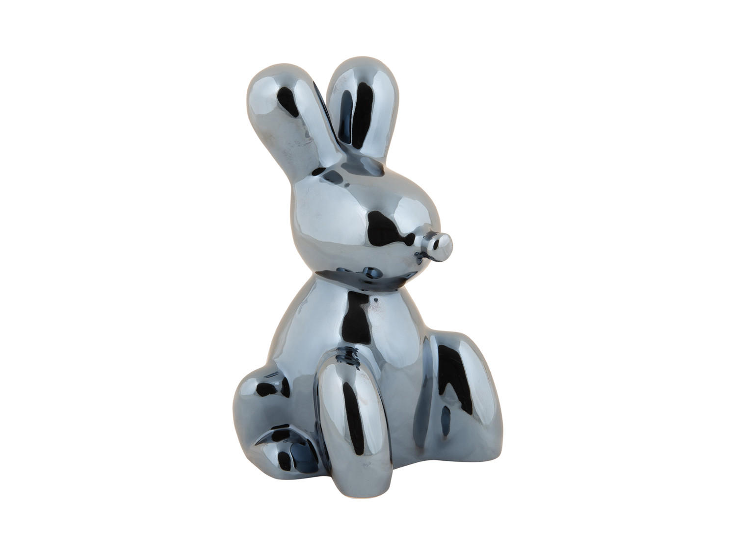 SKULPTUR Balloon Bunny 10/9/15 cm - Schwarz, Keramik (9/15/10cm) - Present Time