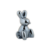 SKULPTUR Balloon Bunny 10/9/15 cm - Schwarz, Keramik (9/15/10cm) - Present Time