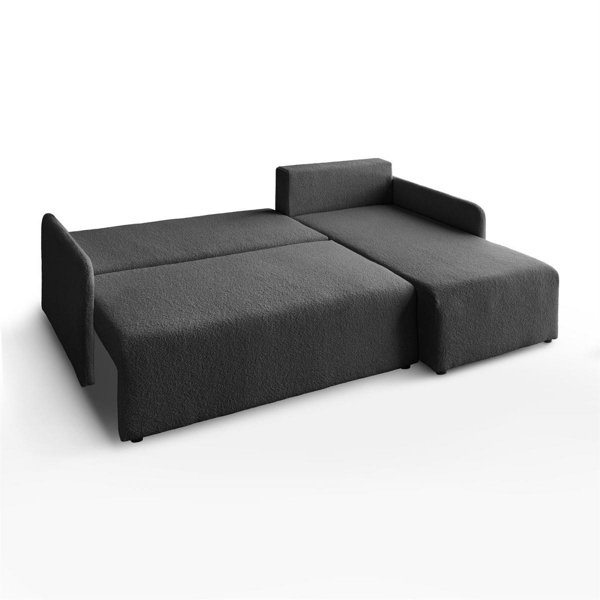 Ecksofa CUDDLE mit Schlaffunktion und Bettkasten, Quelle 92 - Dunkelgrau, Textil (213/145cm) - Lookway