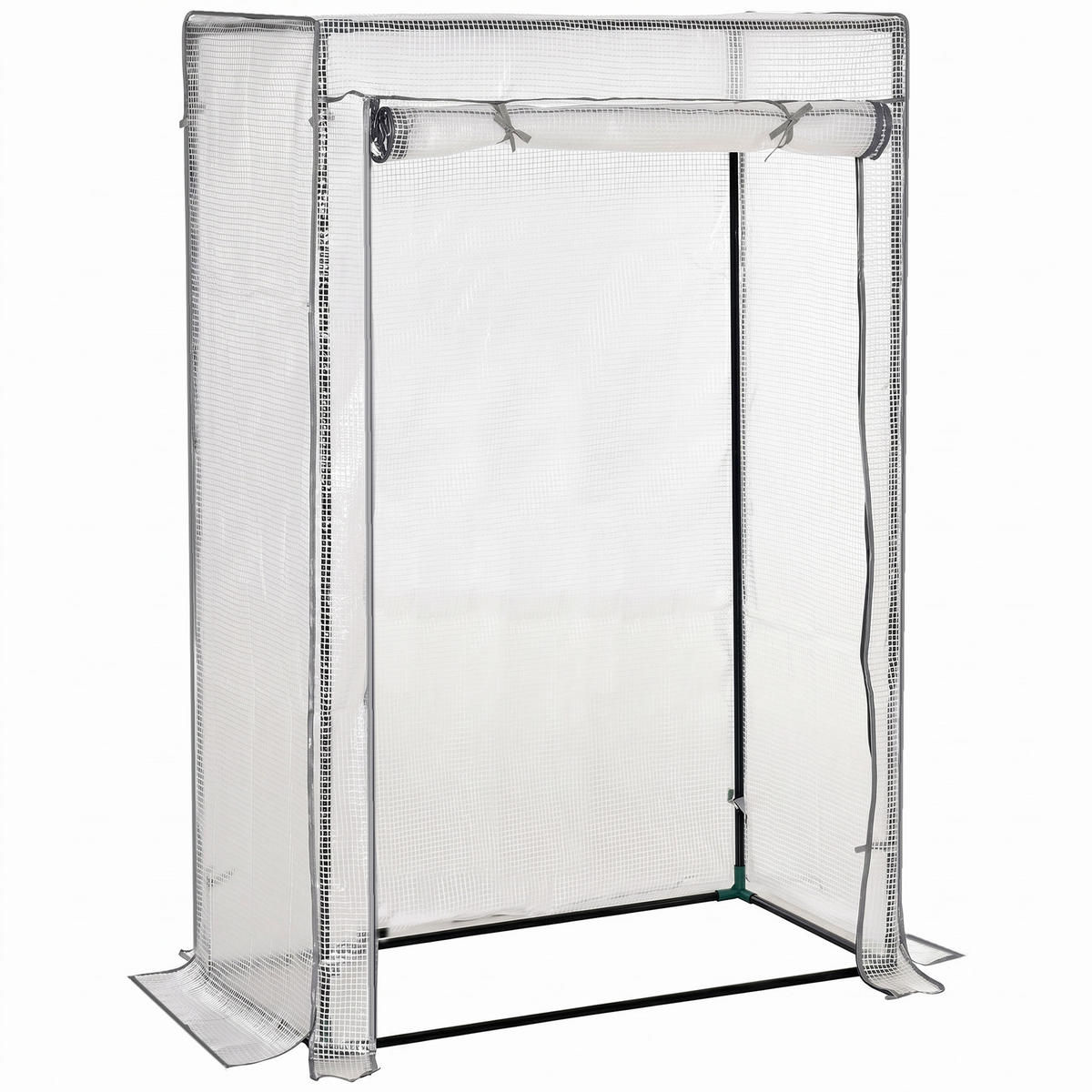 GEWÄCHSHAUS DE-12024 mit PE-Bâche und Reißverschlusstür Weiß - Weiß, Kunststoff (50/150/100cm) - ComfortXL
