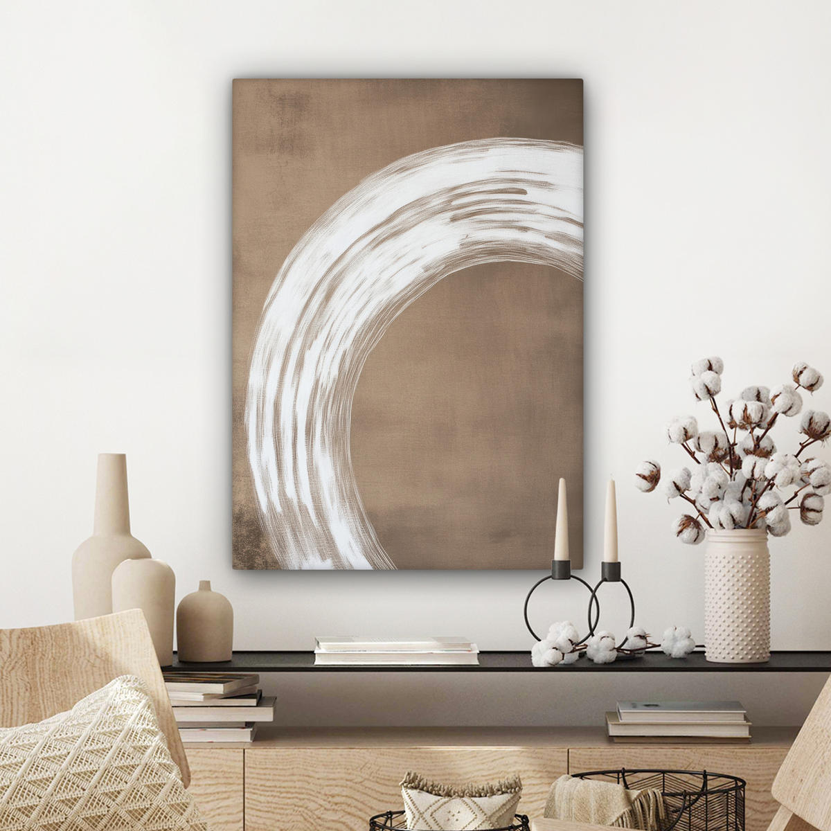 LEINWANDBILD Farbe - Braun - Japandi 60x80 cm - Kupferfarben, Textil (60/80cm) - MuchoWow