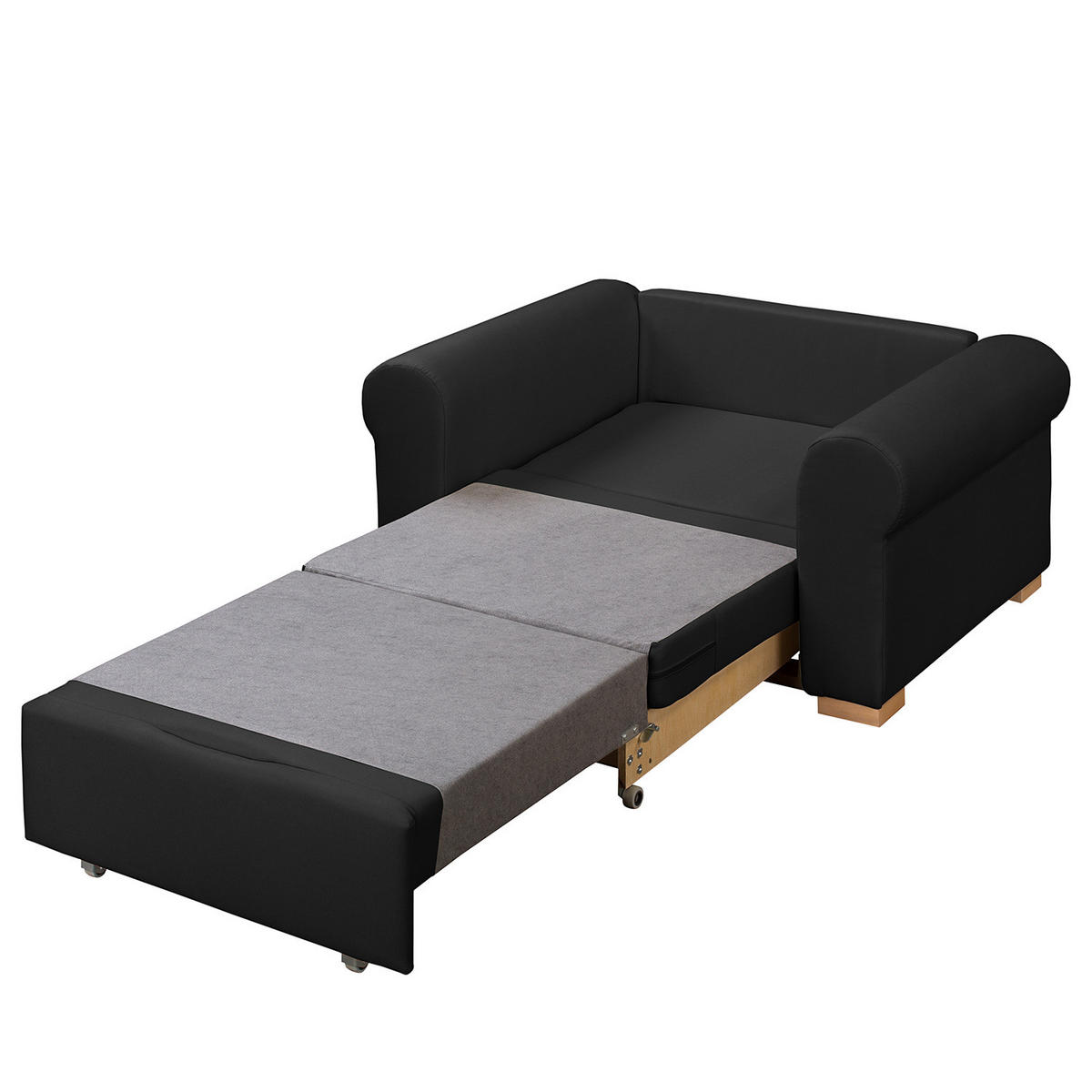 SCHLAFSOFA mit Husse - Dunkelgrau/Buchefarben, Buchenholz/Textil (125/90/90cm) - home24