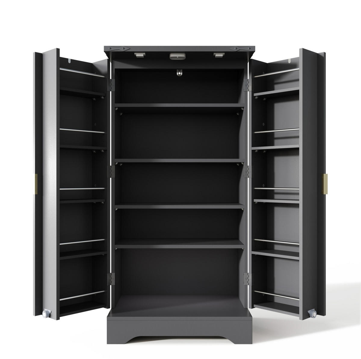 HIGHBOARD 100/40/200 cm mit Schubladen, Glastüren und ausziehbarer Ablage aus MDF, Weiß/Natur - Hellbraun/Weiß, Holzwerkstoff (100/200/40cm) - Redom