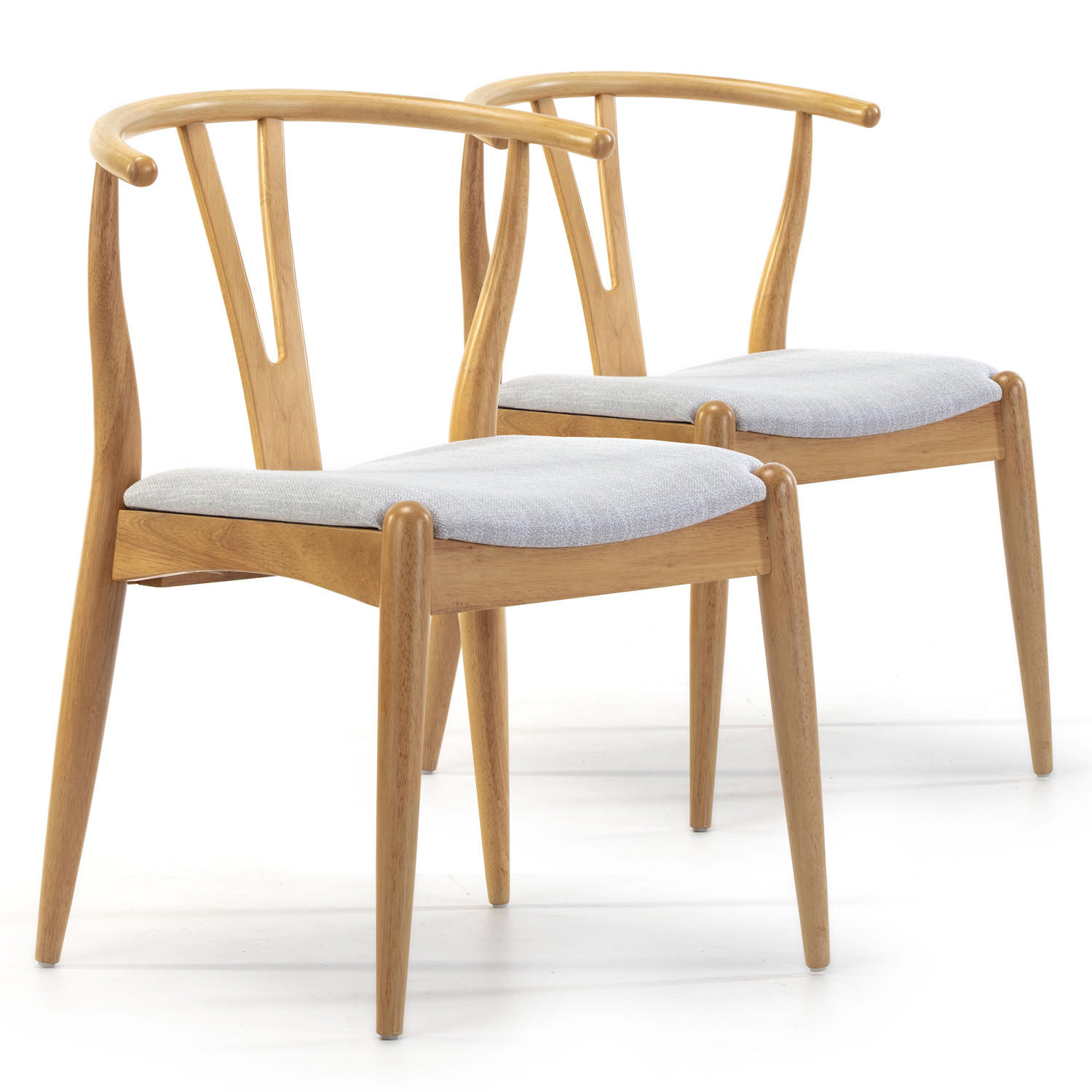2er Set Esszimmerstühle SW020 – Eichenholz Mit Wiener Geflecht – Rattan-Rücken, V-Form Beine – Montage Erforderlich – Farbe Eiche Natur