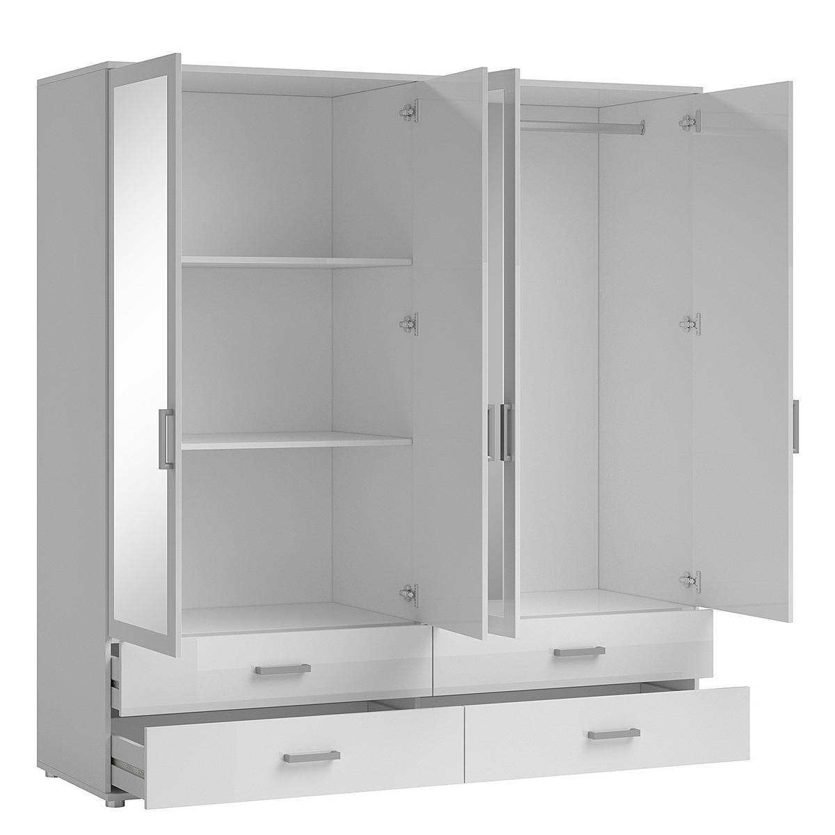 DREHTÜRENSCHRANK - Spanplatte - Silberfarben/Weiß, Holzwerkstoff/Kunststoff (180/190/51cm) - home24