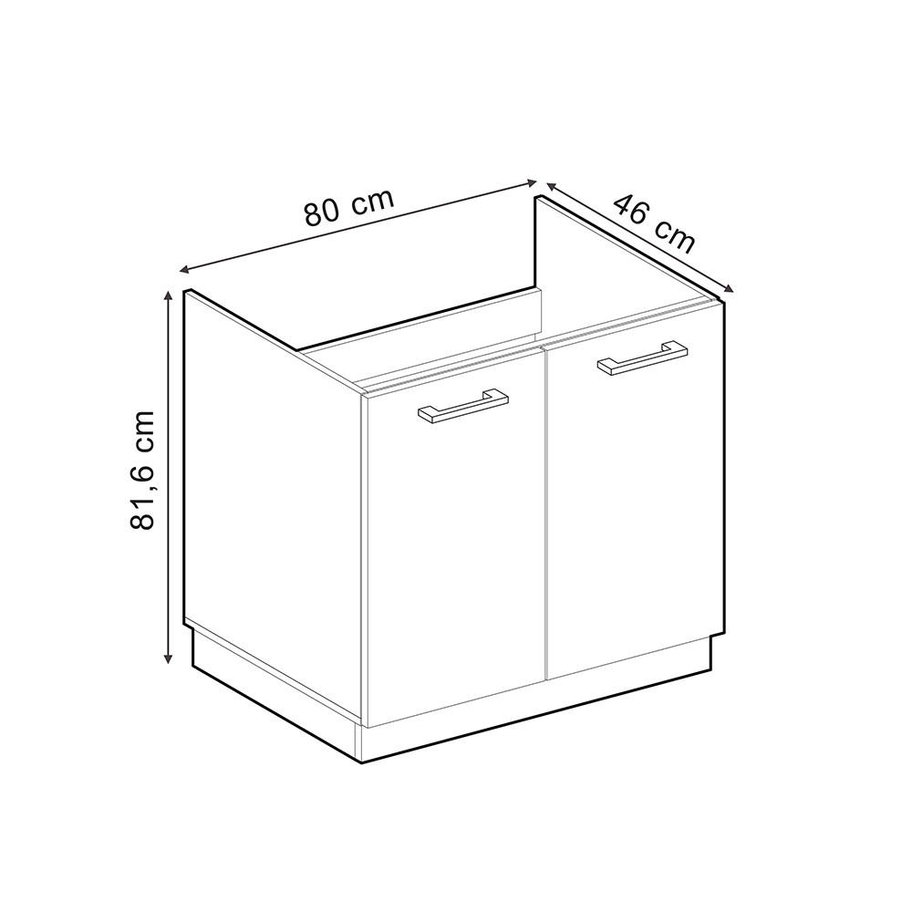 SPÜLENUNTERSCHRANK KÜCHENSCHRANK R-Line Schwarz Beton 80 cm AP Eiche - Eiche Wotan/Schwarz, Holzwerkstoff (80/81.6/60cm) - Vicco