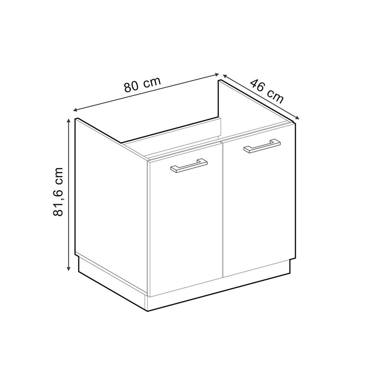 SPÜLENUNTERSCHRANK R-Line Schwarz Beton 80 cm AP Eiche - Anthrazit/Schwarz, Holzwerkstoff (80/81.6/60cm) - Vicco