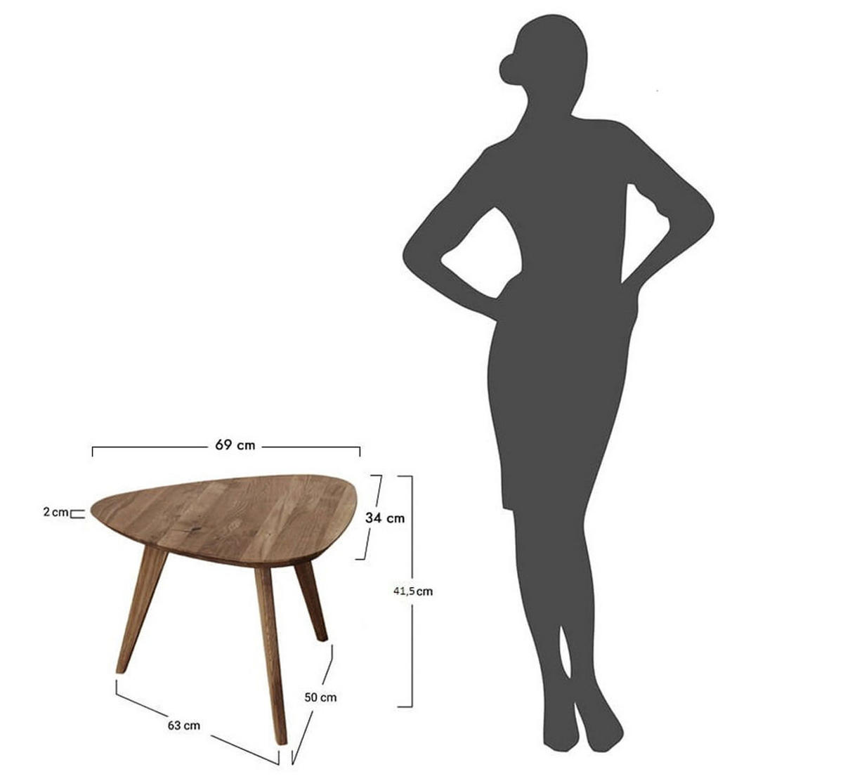 COUCHTISCH Orbetello Eiche Tabacco 68 / 67 / 50cm - Dunkelbraun, Holz (67/68/50cm) - Feldmann-Wohnen