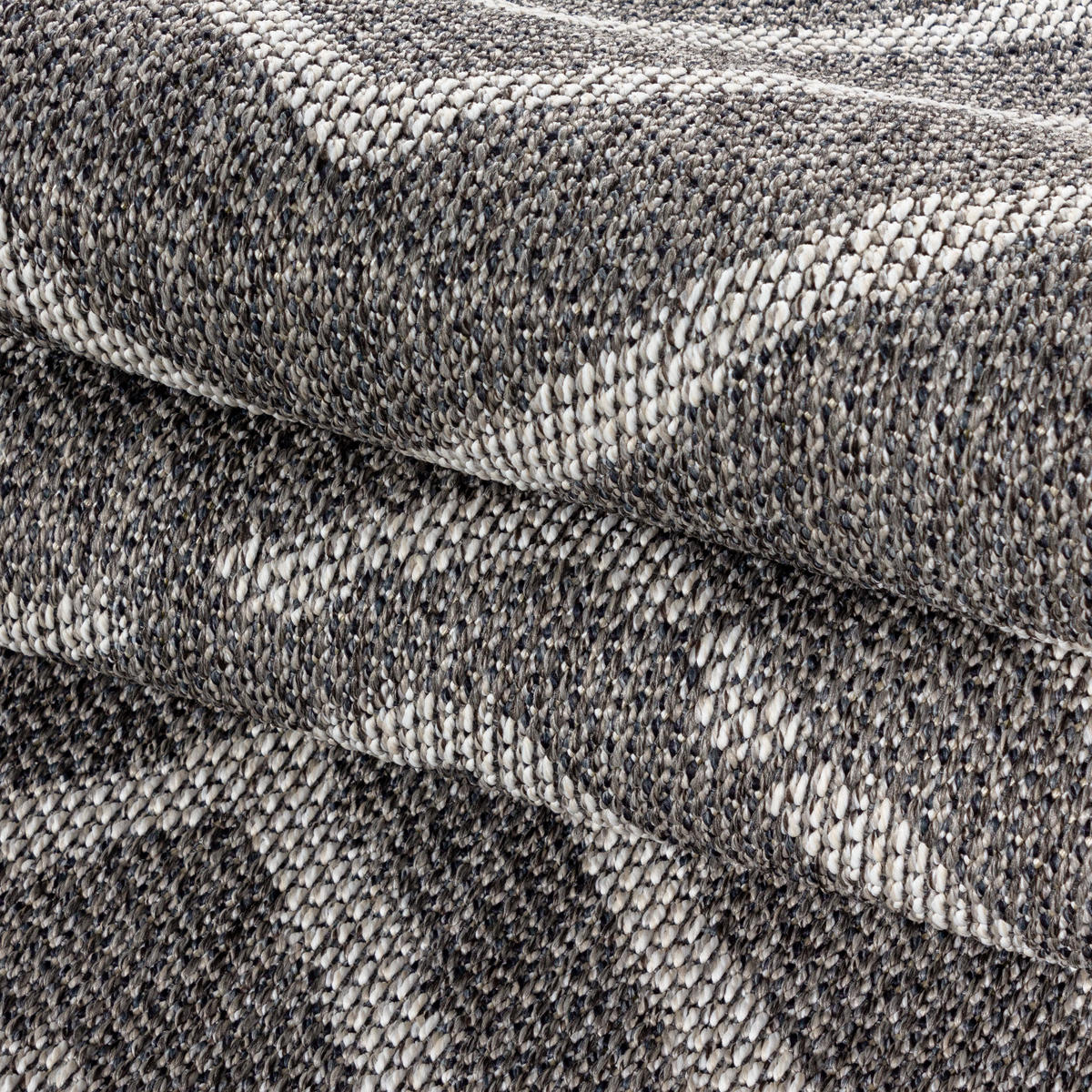 TEPPICH Outdoor Flachgewebe Gestreift Polypropylen Balkon Grau Läufer 60x100 - Grau, Textil (60/100cm) - KADIMA DESIGN