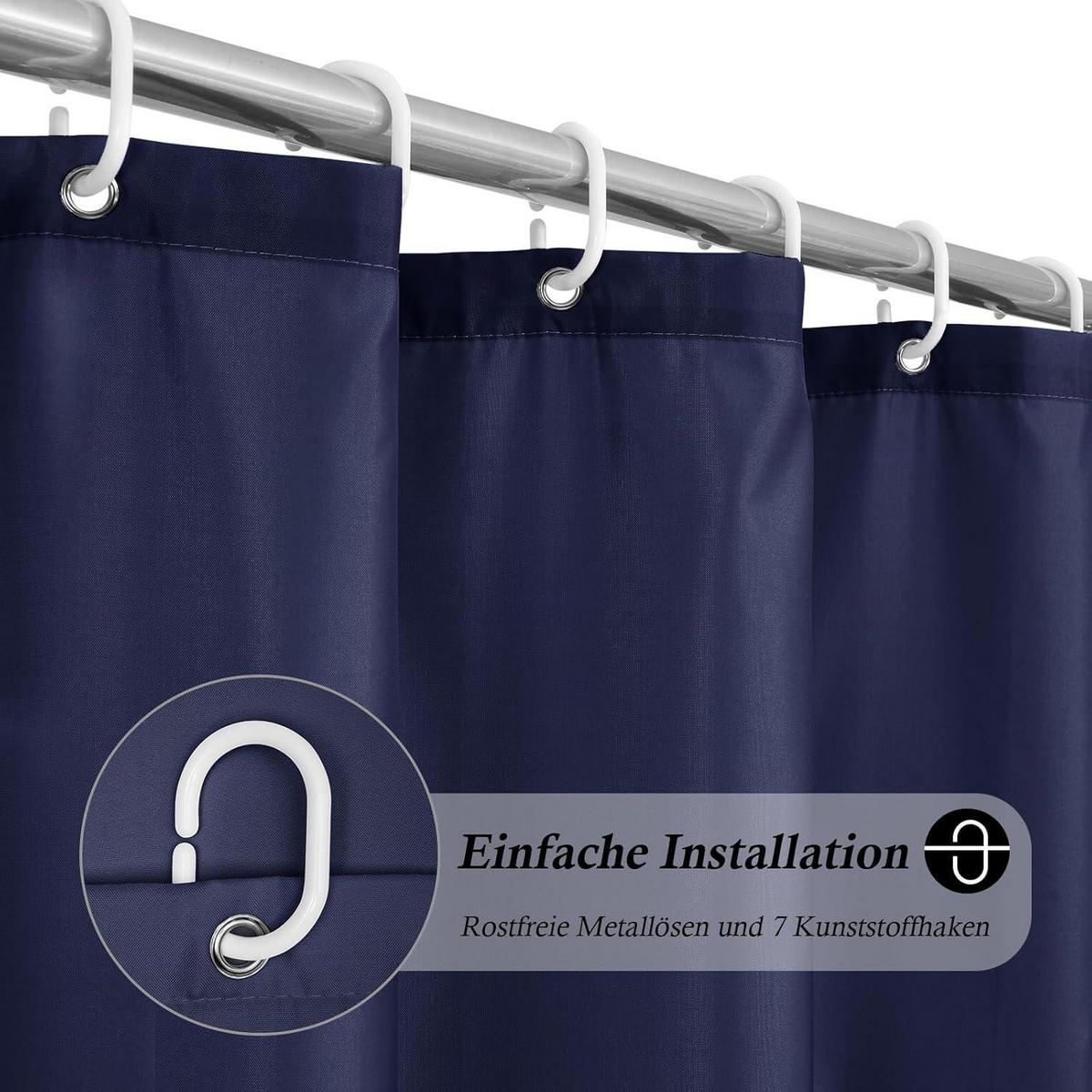 DUSCHVORHANG Textil Dunkelblau 100 x 200 cm - Dunkelblau, Textil (100/200cm)