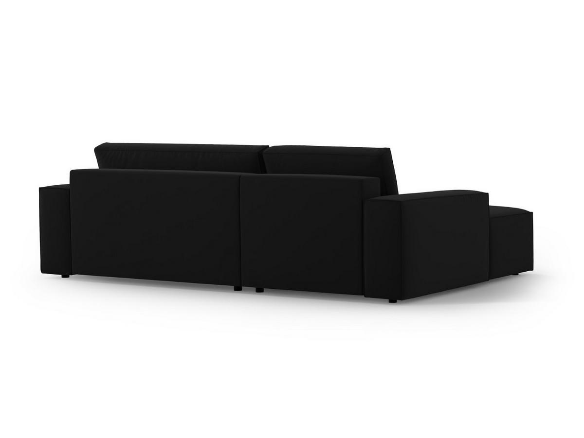 ECKSOFA ausklappbar links mit Container Jodie aus Samt schwarz 3 Sitzplätze - Schwarz, Textil (246/151cm) - Micadoni