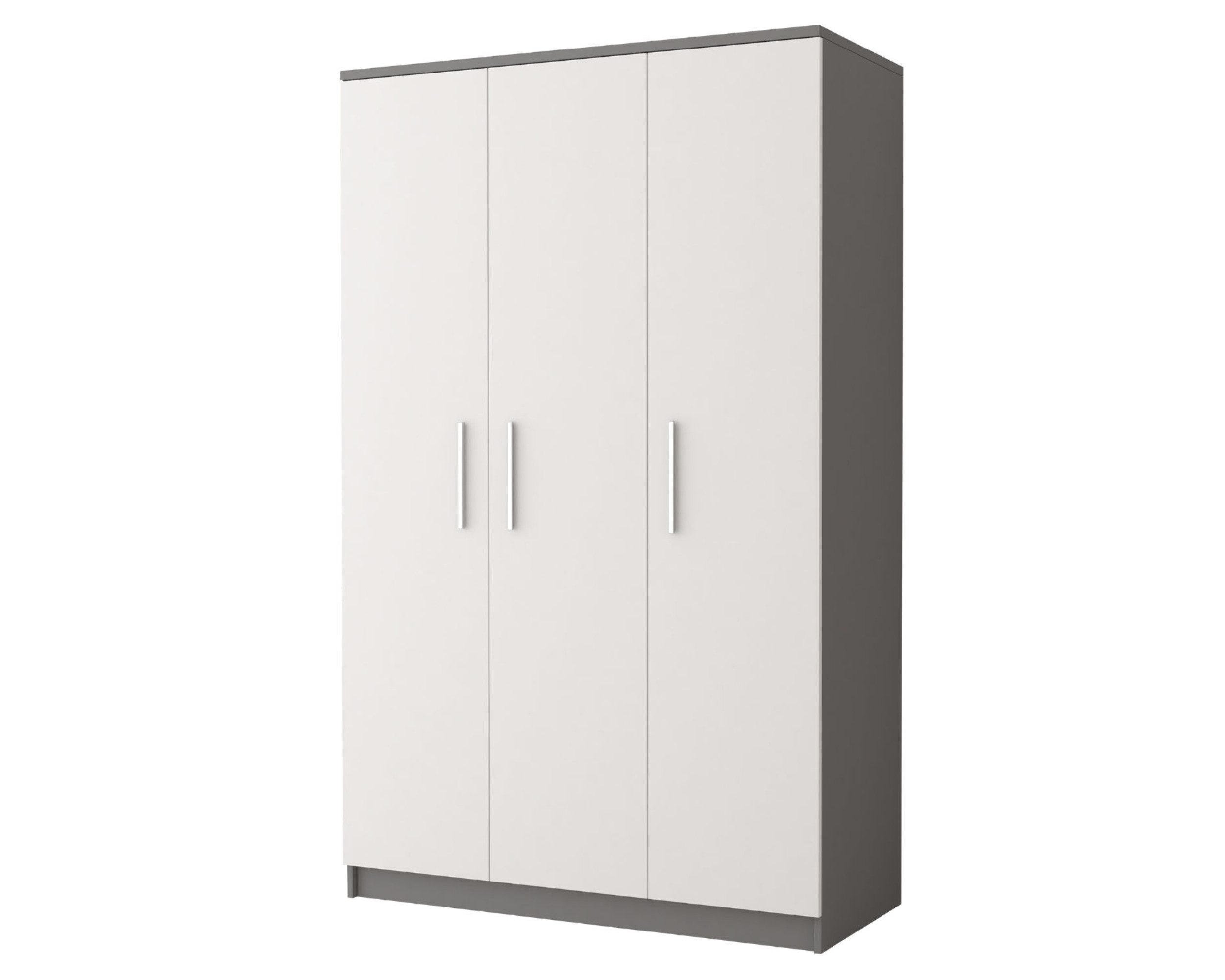 KINDERKLEIDERSCHRANK OLMO 19 120/50/192 Weiß/Grau - Weiß/Grau, Holzwerkstoff (120/192/50cm) - Deine Möbel 24