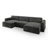 WOHNLANDSCHAFT FENTO M Schwarz Velours-Stoff mit Schlaffunktion - Schwarz, Holz (347/90/148cm) - MASSENO