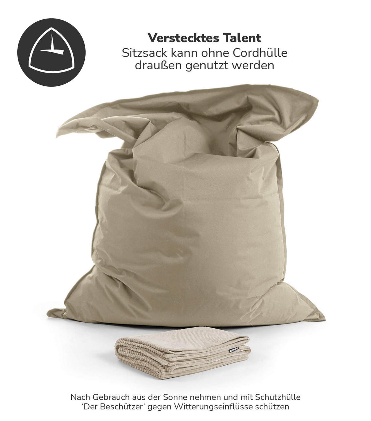 SITZSACK mit Cord Cover Der Große - Beige, Textil (130/20/170cm) - Mokebo