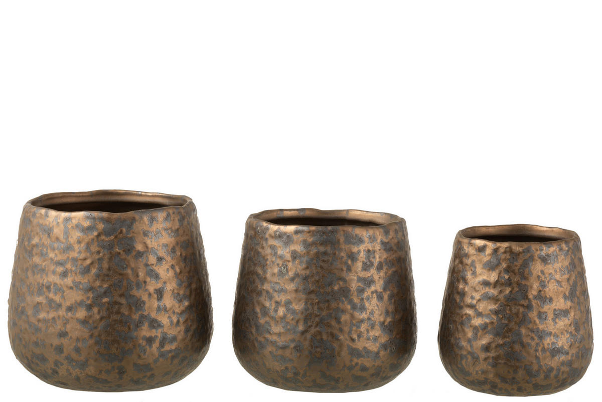 BLUMENTOPF GEFLECKT - Töpferei - Kupfer - L - Ø 16 cm - Kupferfarben, Keramik (16/14cm) - J-Line