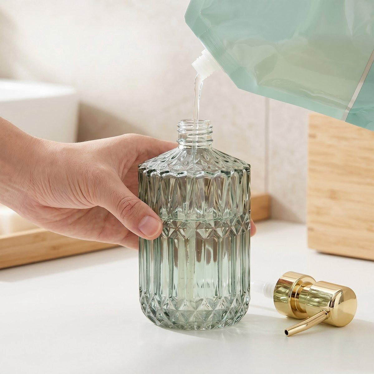 GLAS-SEIFENSPENDER 2er-Set 400 ml - Transparent, Glas (7.5/8/7.5cm) - MCBOSON