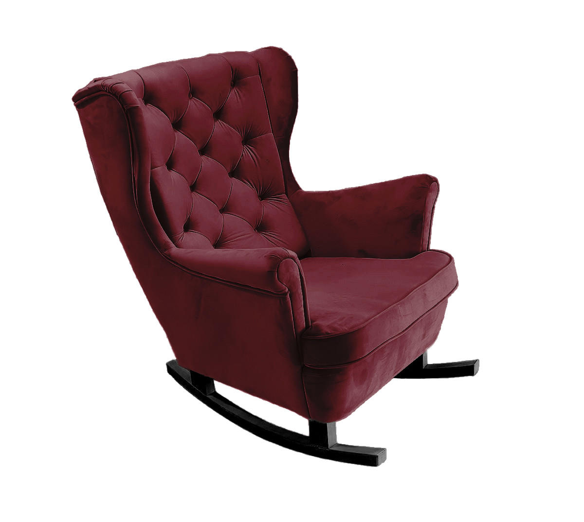 SCHAUKELSESSEL mit gepolstertem Sitz und Armlehnen, 102x81x95 cm, Burgunderrot_29835 - Bordeaux/Schwarz, Holz/Textil (81/102/95cm) - DomoHome