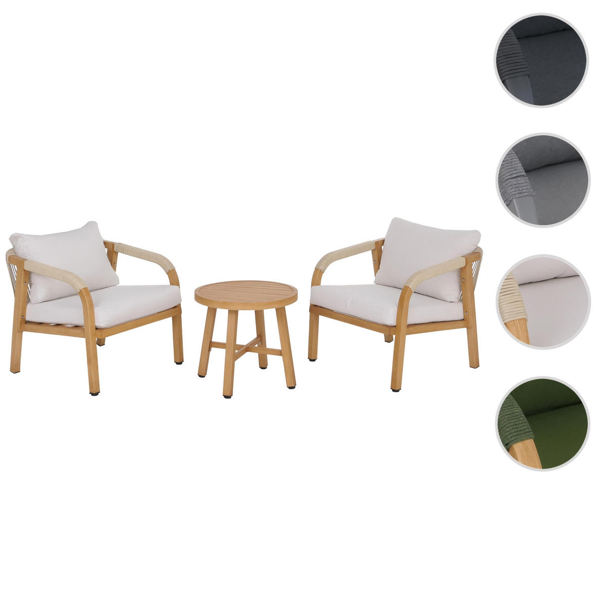 LOUNGE-SET Braun, Cremeweiß - Creme/Braun, Metall - MCW