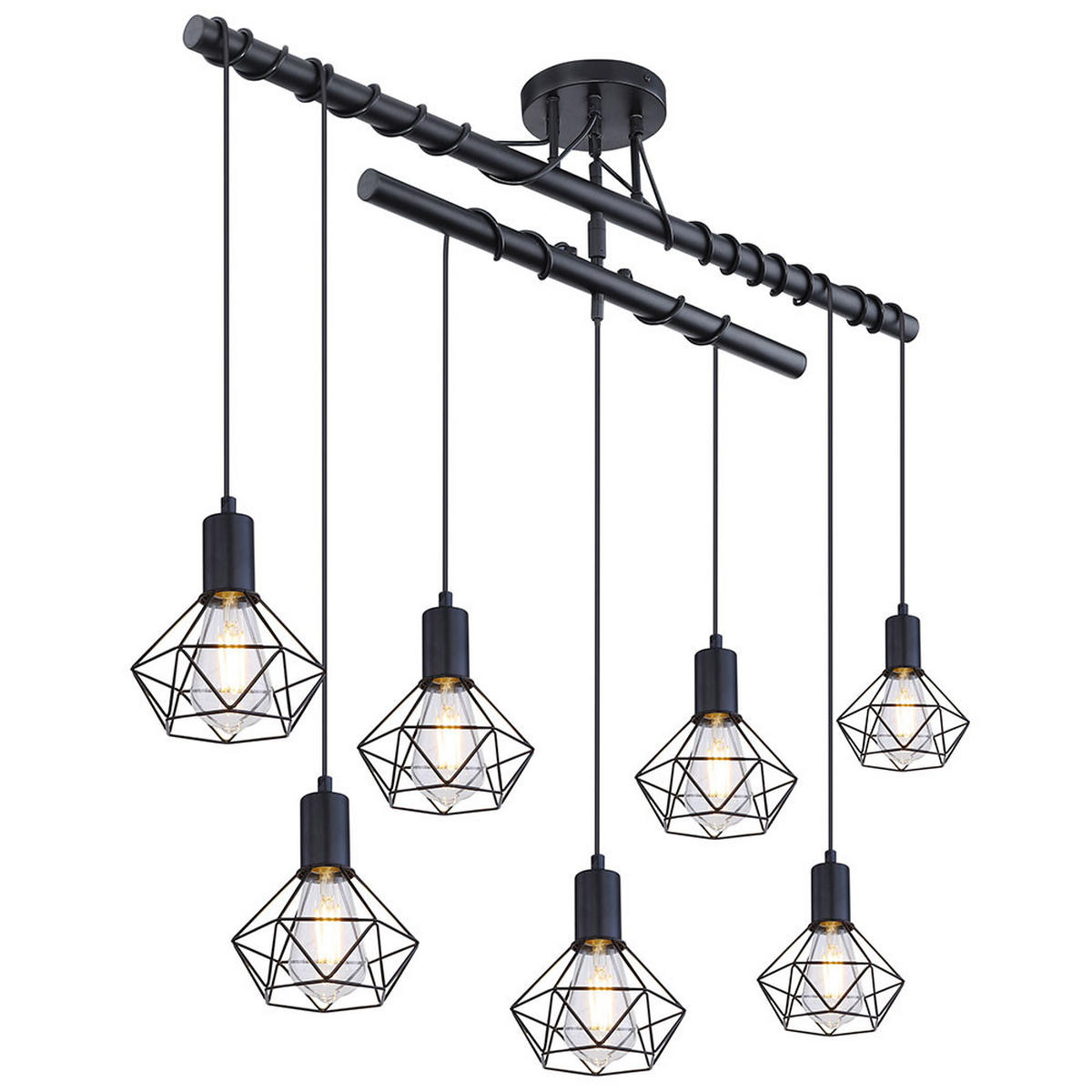 HÄNGELEUCHTE XARA I Schwarz Matt - Schwarz, Metall (100/15/100cm) - Globo Lighting