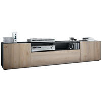 LOWBOARD Mogan Fronten in Eiche Nordic - Silbereichenfarben, Holzwerkstoff (181/39/35cm) - Vladon
