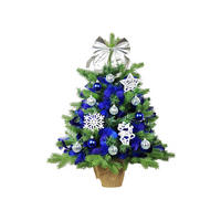 LAALU WEIHNACHTSBAUM geschmückt künstlich VECERNICE 60 cm mit LED-BELEUCHTUNG IM TOPF - Blau/Silberfarben, Kunststoff (60cm) - LAALU