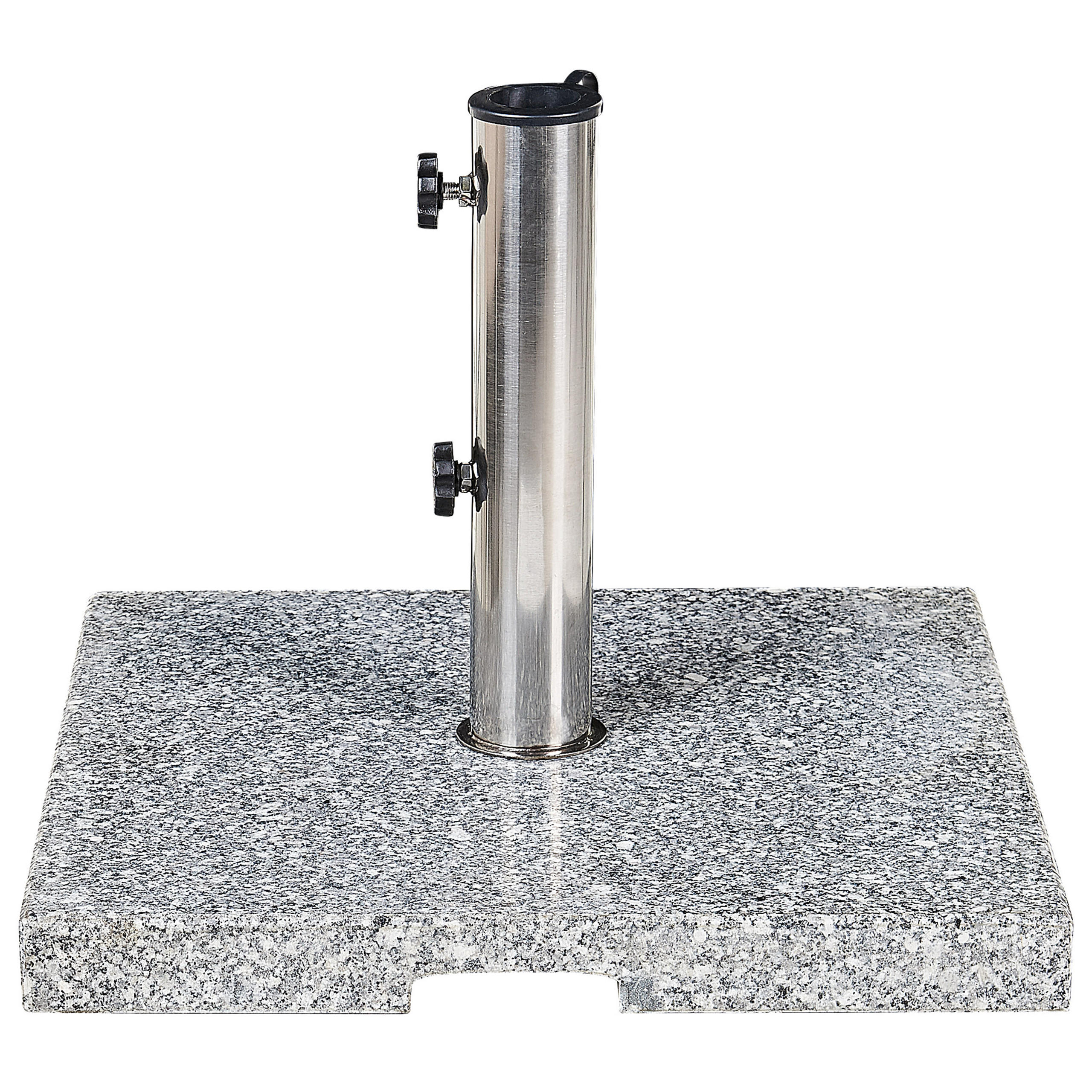 SONNENSCHIRMSTÄNDER Granit/Edelstahl grau 45/45 cm Ceggia - Silberfarben/Grau, Stein (45/45cm) - Beliani